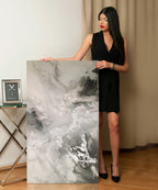 Silver Amaryllis - Texturált akril festmény sok ezüst részlettel (130x80cm) - MARBLE COLLECTION