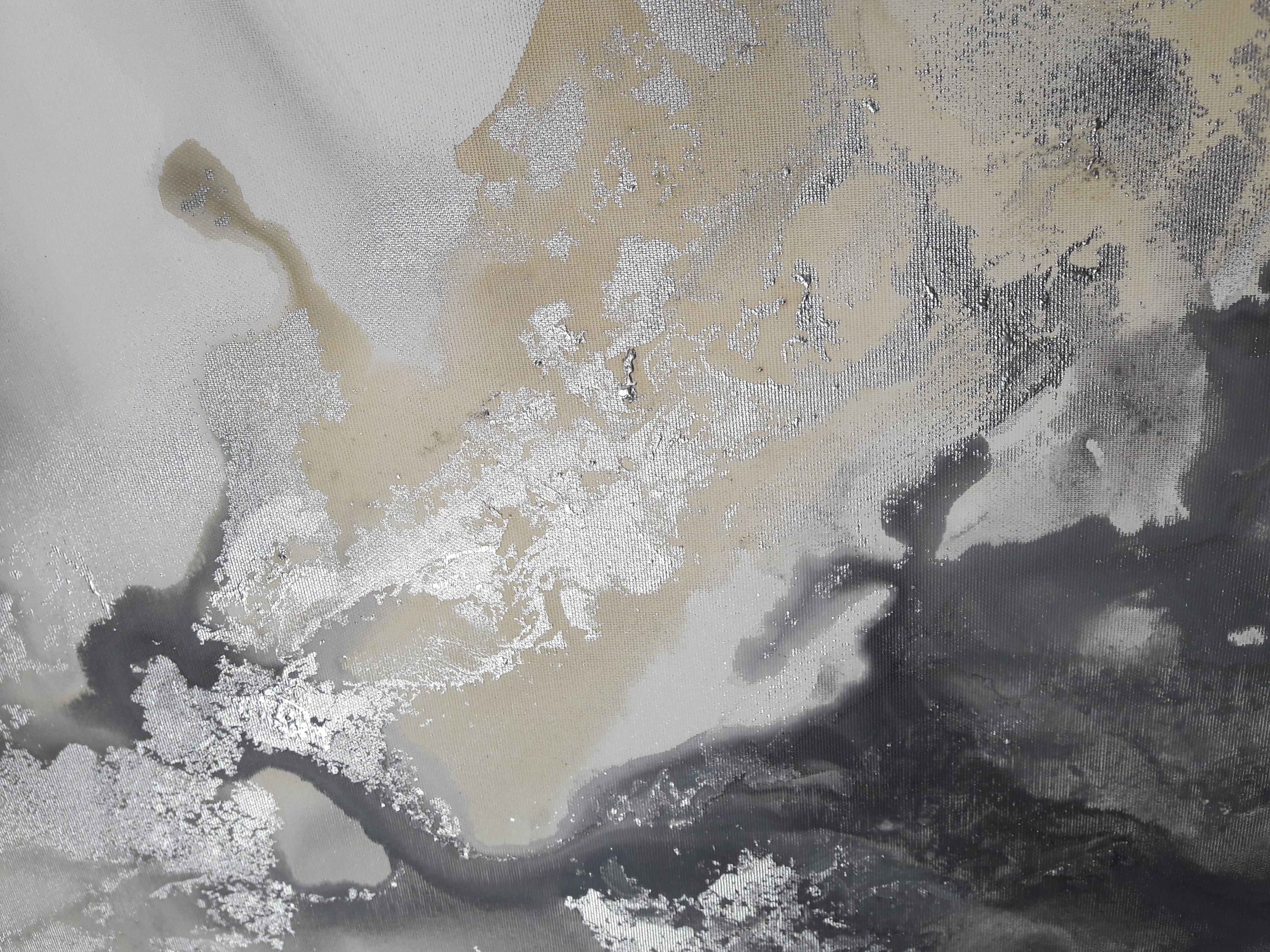 Amelia - Akril festmény sok ezüst részlettel (100x80cm) - MARBLE COLLECTION