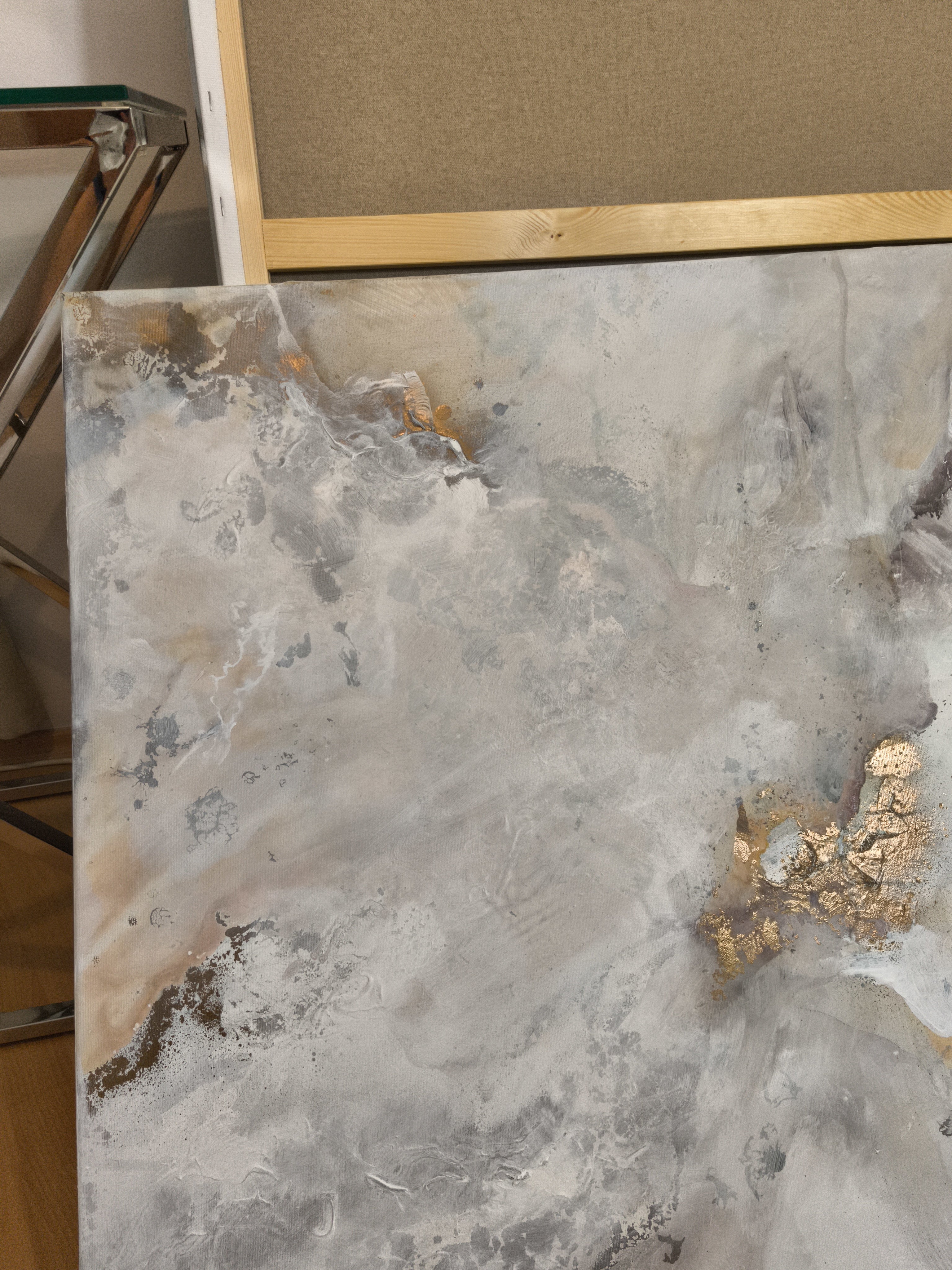 Golden Lily - Texturált, modern, absztrakt akril festmény (100x80cm) - MARBLE COLLECTION