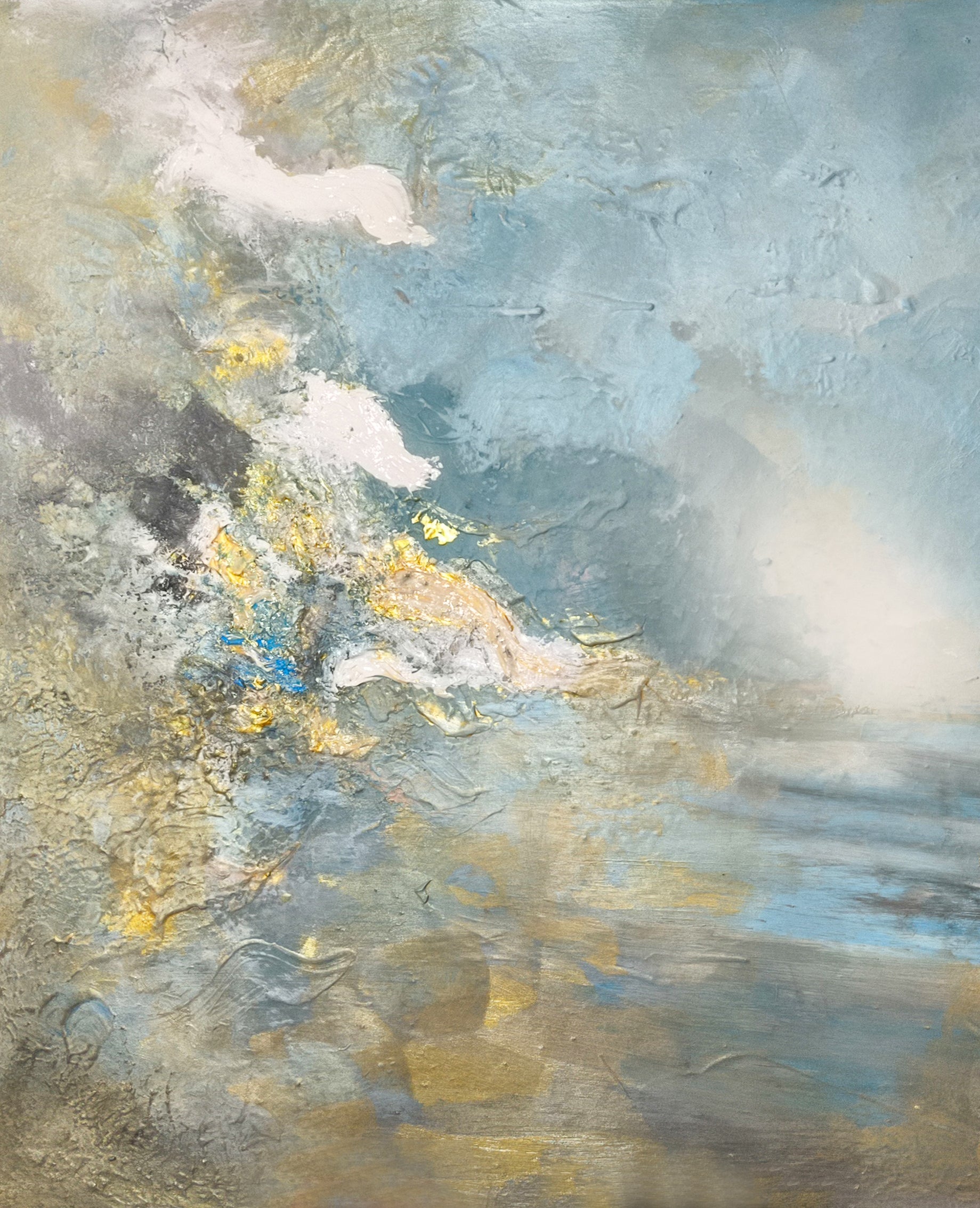 Crystal Lake - Texturált, modern, absztrakt akril festmény (100x80cm)