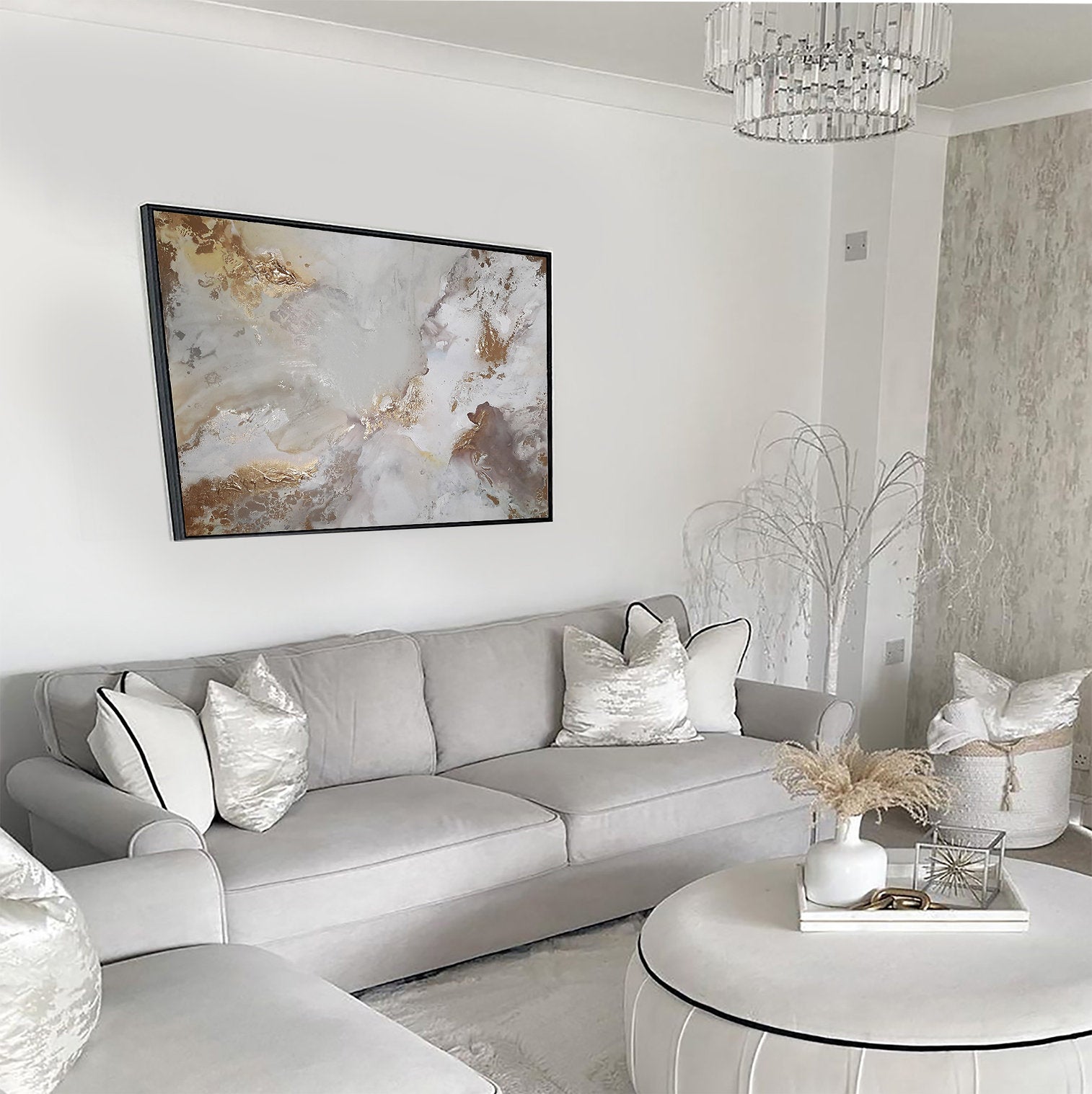 Golden Lana - Texturált, modern, absztrakt akril festmény (100x80cm) - MARBLE COLLECTION