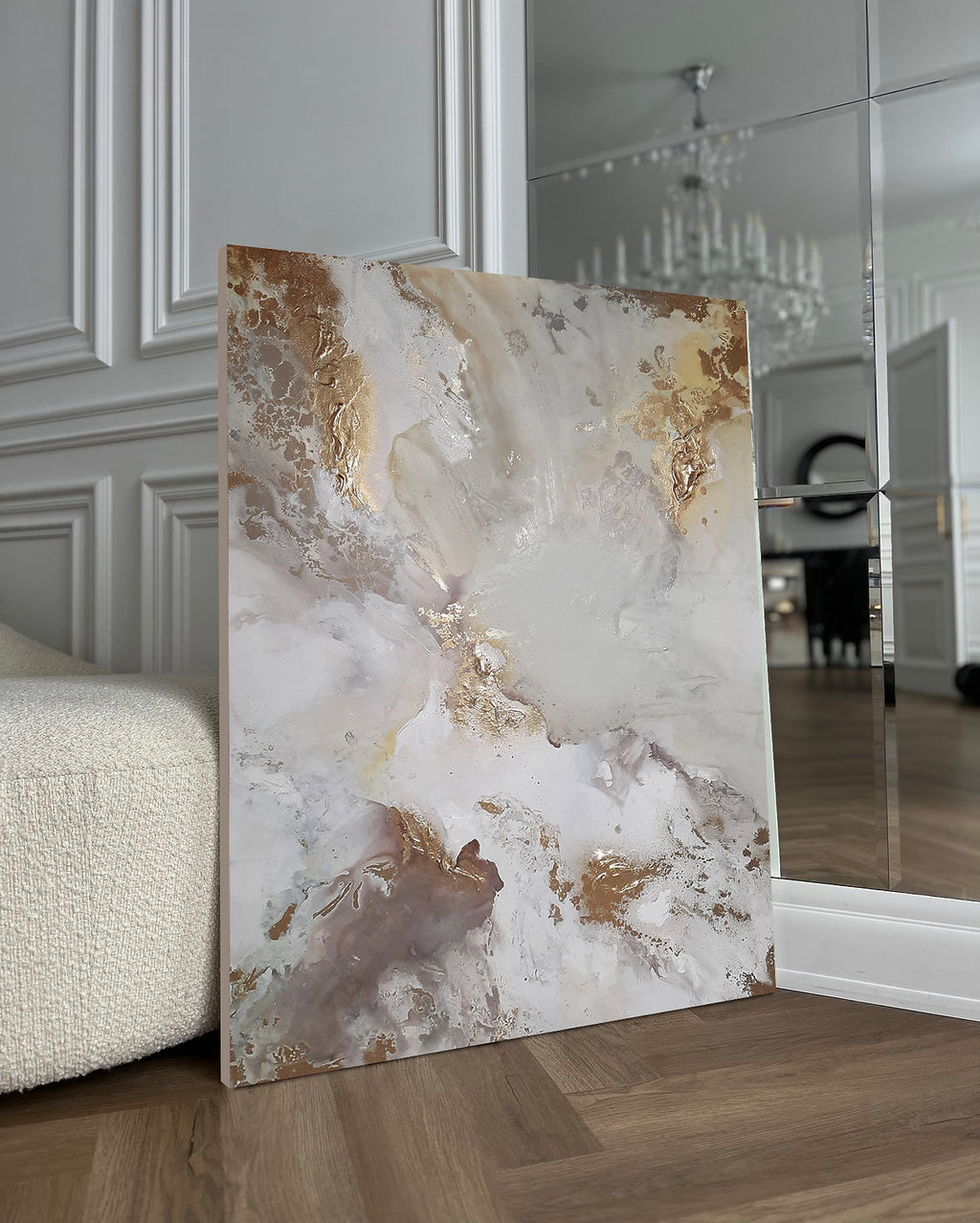 Golden Lana - Texturált, modern, absztrakt akril festmény (100x80cm) - MARBLE COLLECTION