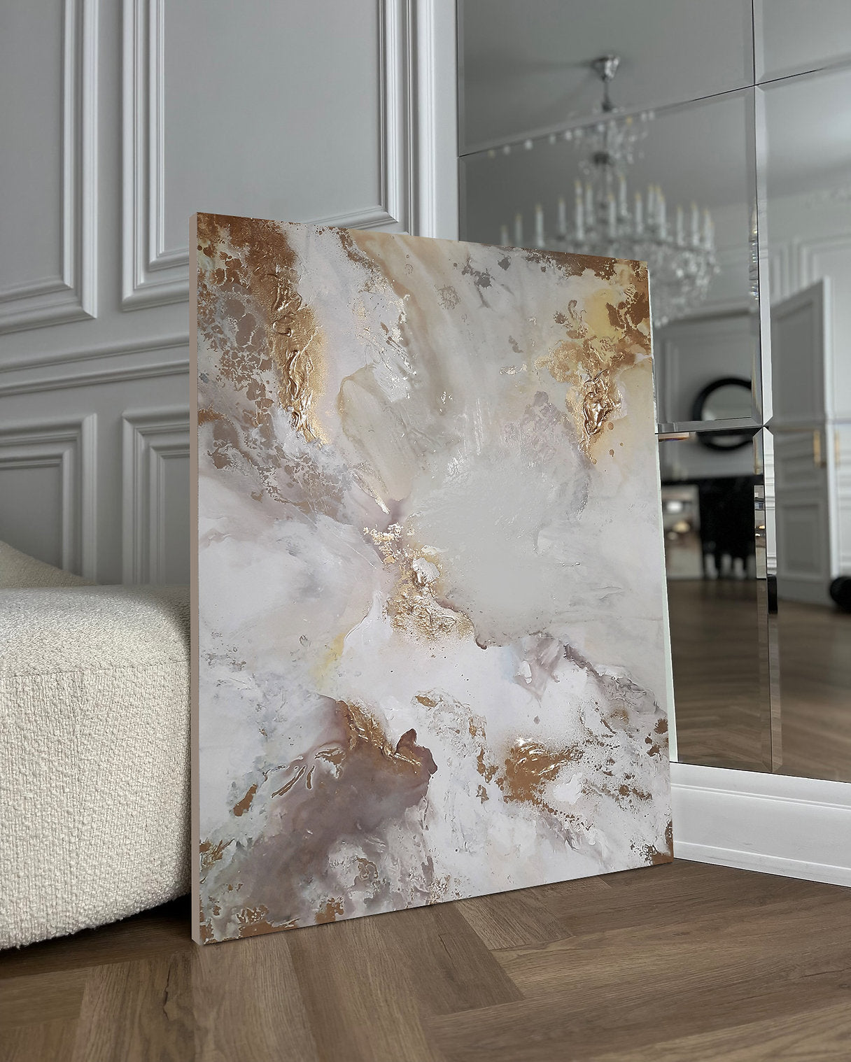 Golden Lana - Texturált, modern, absztrakt akril festmény (100x80cm) - MARBLE COLLECTION