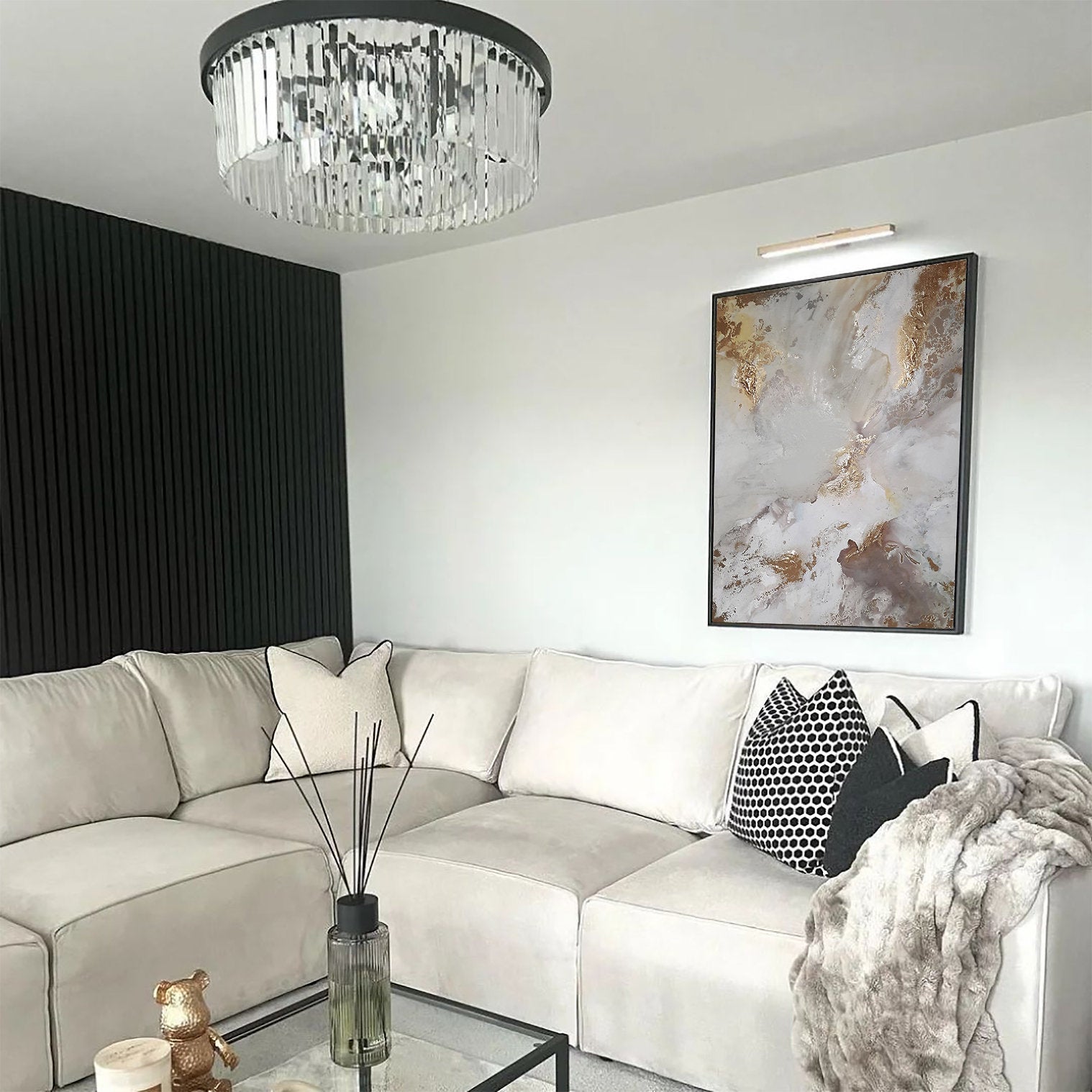 Golden Lana - Texturált, modern, absztrakt akril festmény (100x80cm) - MARBLE COLLECTION