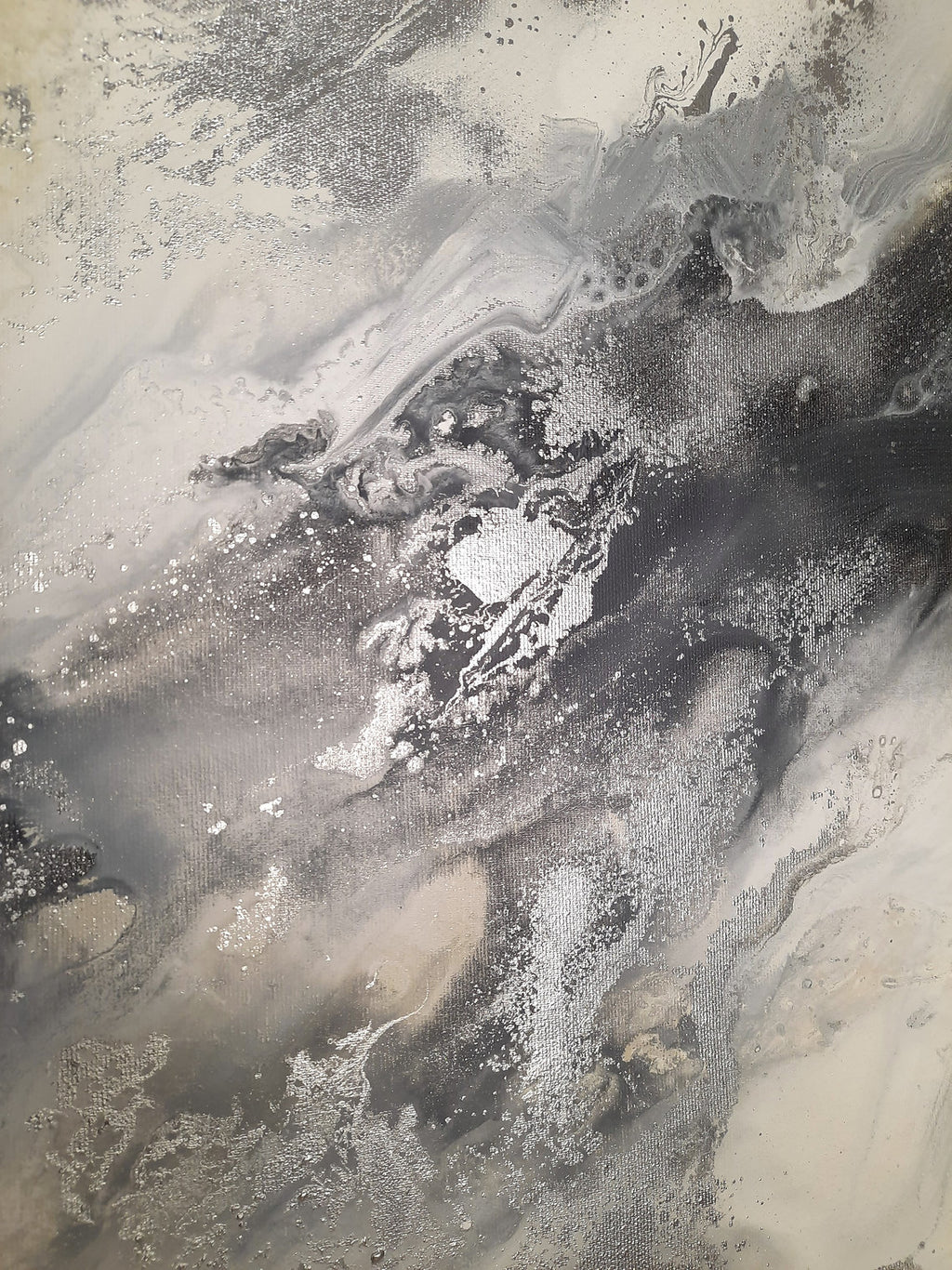 Silver Calla - Texturált akril festmény - MARBLE COLLECTION