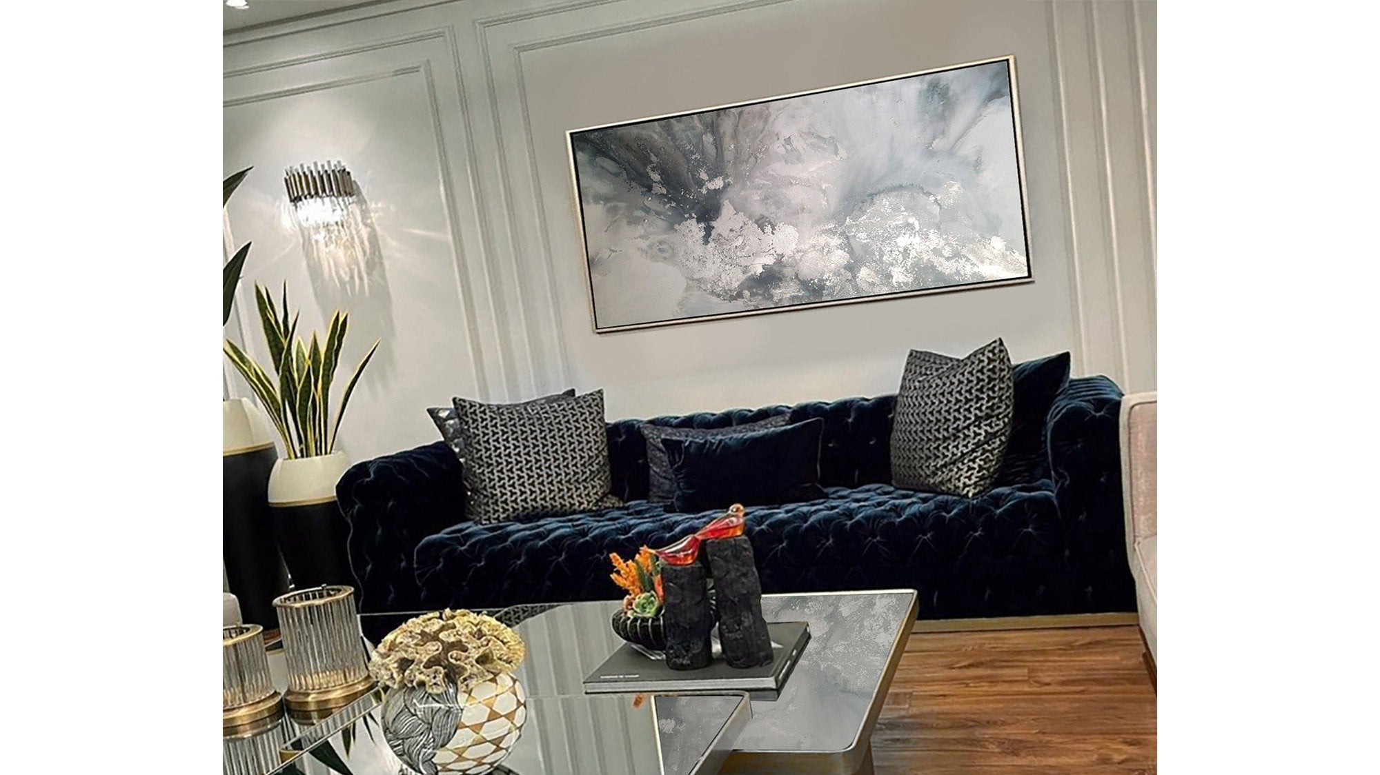 Silver Adriel - Texturált akril festmény - MARBLE COLLECTION