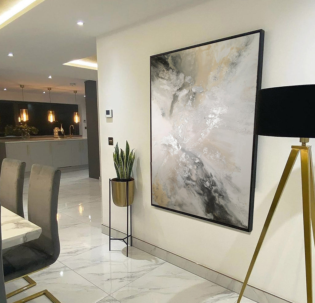 Silver Calla - Texturált akril festmény - MARBLE COLLECTION