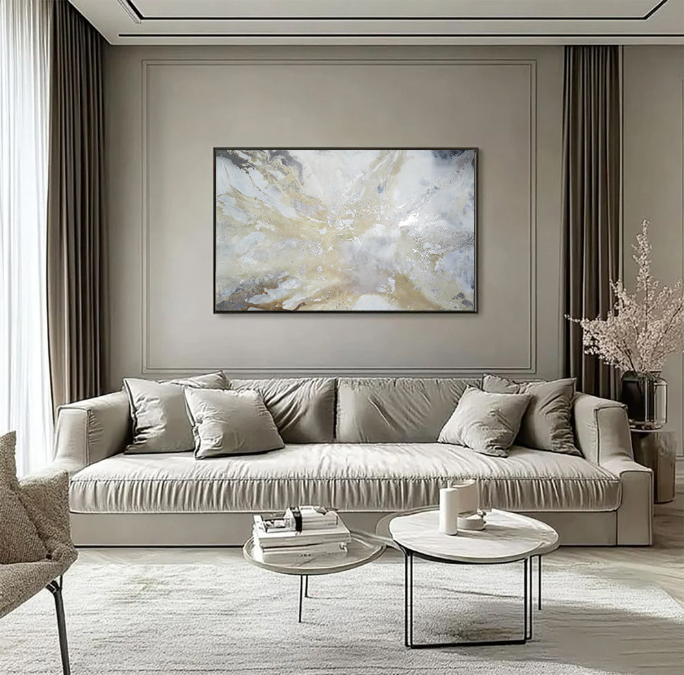 Adrianna - Texturált akril festmény sok ezüst részlettel (120x75cm) - MARBLE COLLECTION