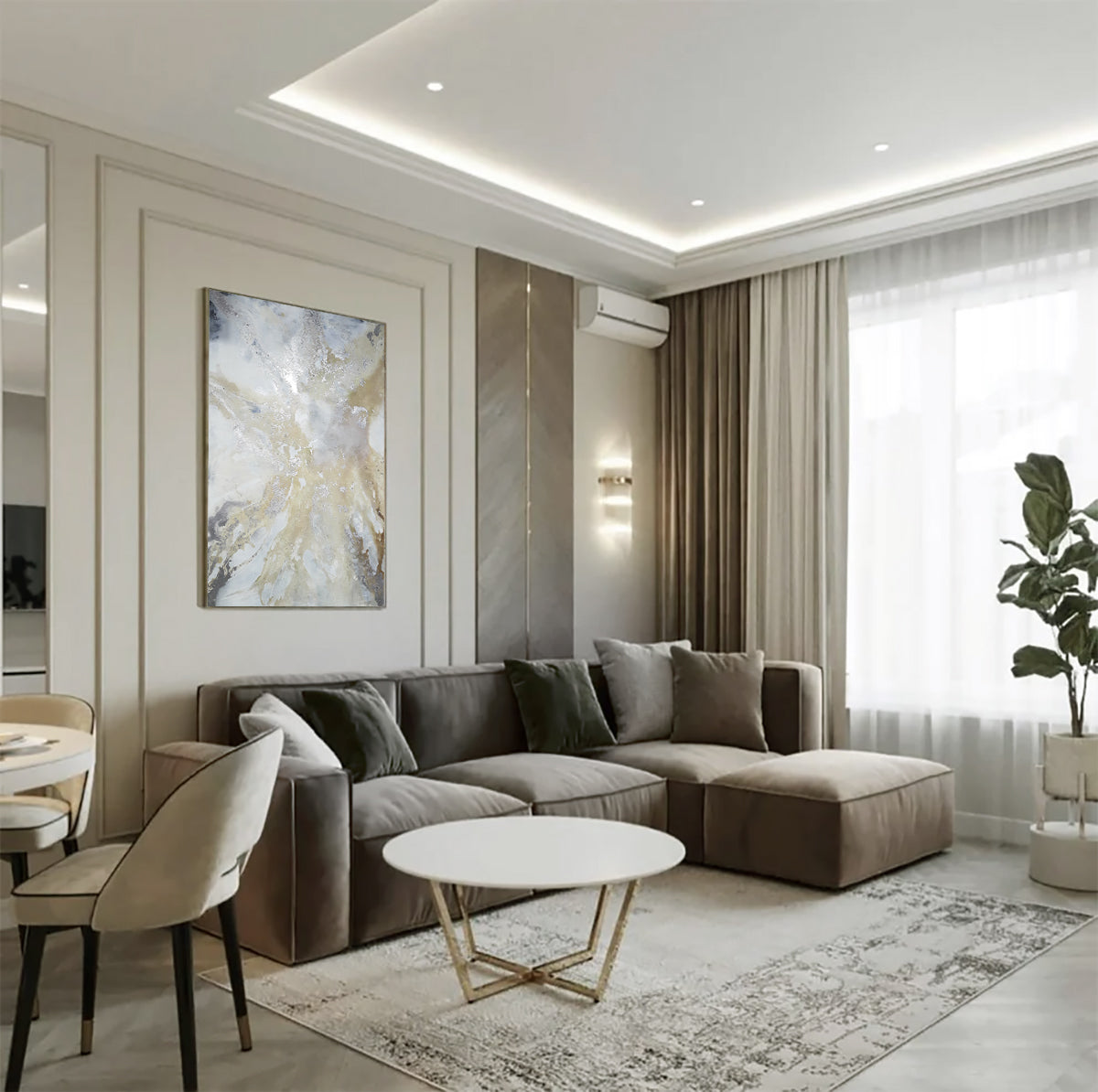 Adrianna - Texturált akril festmény sok ezüst részlettel (120x75cm) - MARBLE COLLECTION