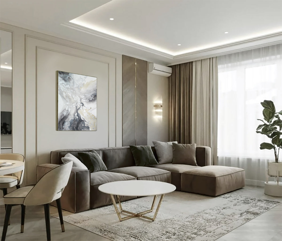 Amelia - Akril festmény sok ezüst részlettel (100x80cm) - MARBLE COLLECTION