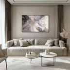 Silver Liliana - Texturált akril festmény sok ezüst részlettel (130x80cm) - MARBLE COLLECTION