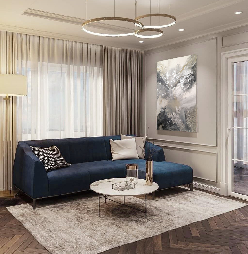 Silver Liliana - Texturált akril festmény sok ezüst részlettel (130x80cm) - MARBLE COLLECTION