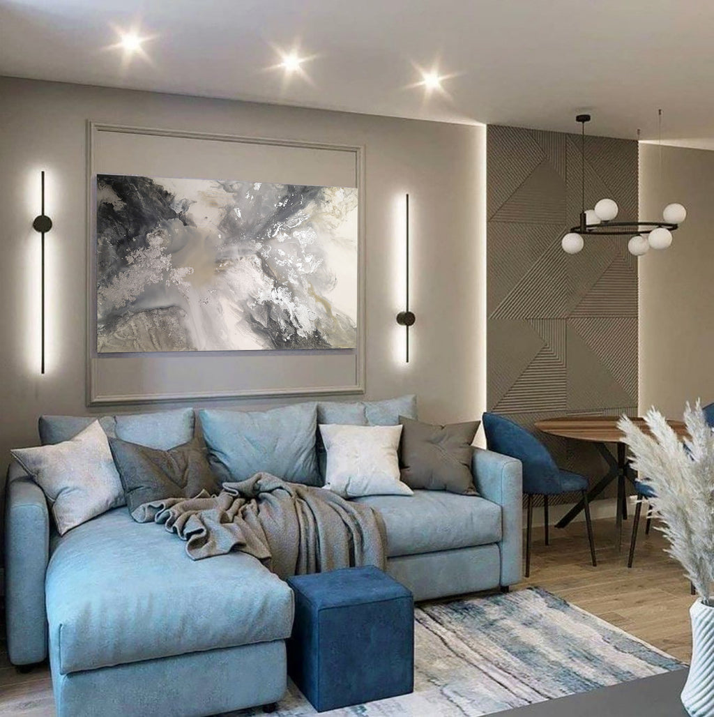 Silver Liliana - Texturált akril festmény sok ezüst részlettel (130x80cm) - MARBLE COLLECTION