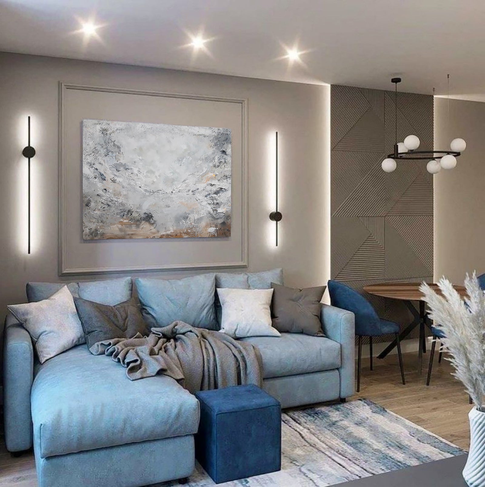 Luna - Texturált, modern, absztrakt akril festmény (100x80cm) - MINIMAL COLLECTION