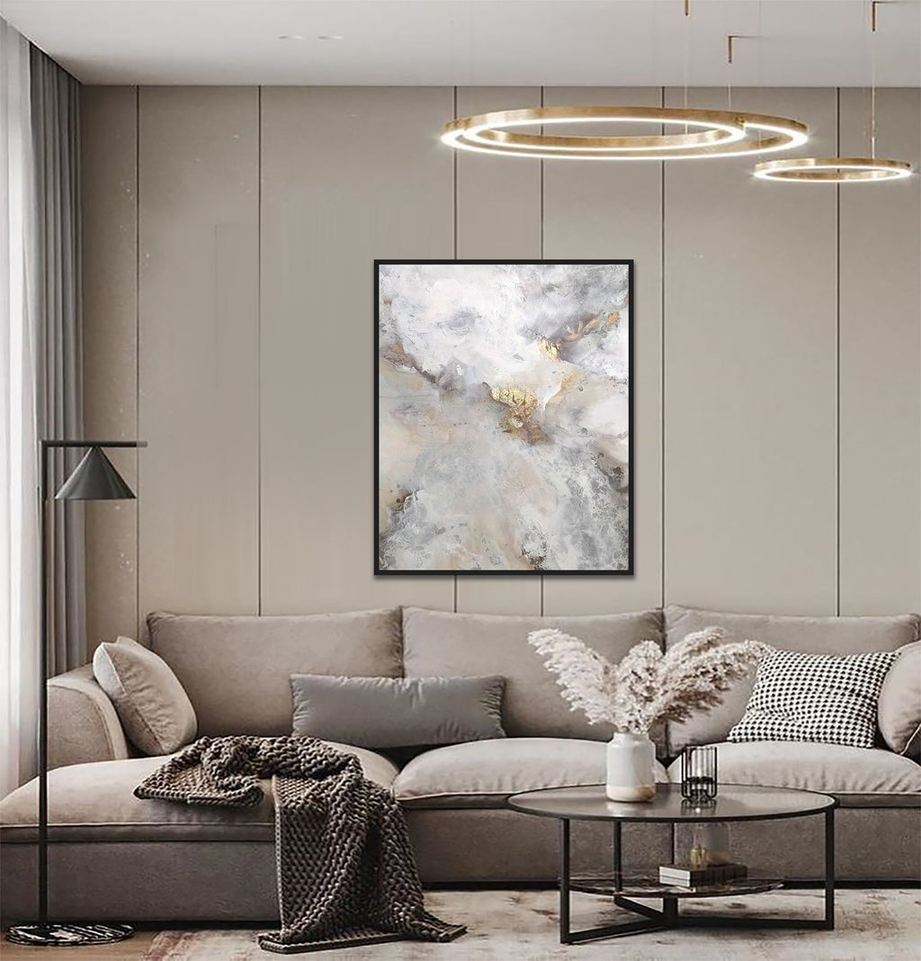 Golden Lily - Texturált, modern, absztrakt akril festmény (100x80cm) - MARBLE COLLECTION