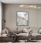 Golden Lily - Texturált, modern, absztrakt akril festmény (100x80cm) - MARBLE COLLECTION