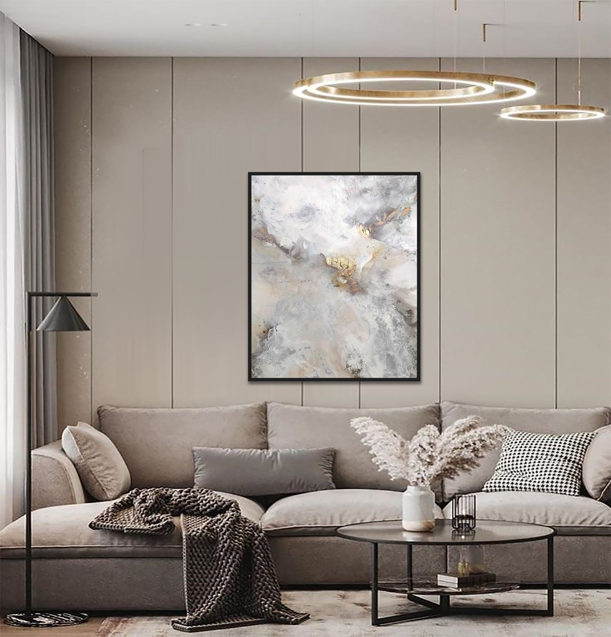 Golden Lily - Texturált, modern, absztrakt akril festmény (100x80cm) - MARBLE COLLECTION