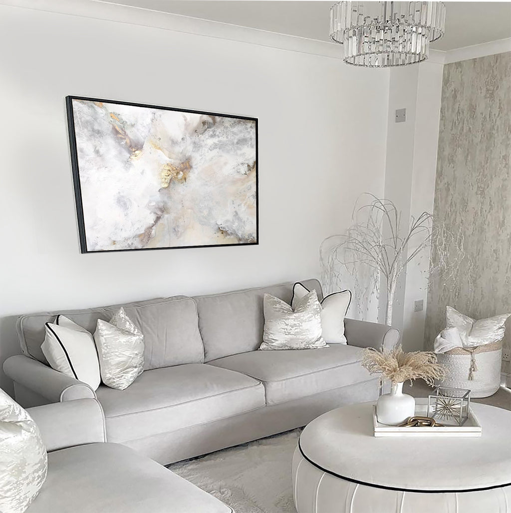 Golden Lily - Texturált, modern, absztrakt akril festmény (100x80cm) - MARBLE COLLECTION