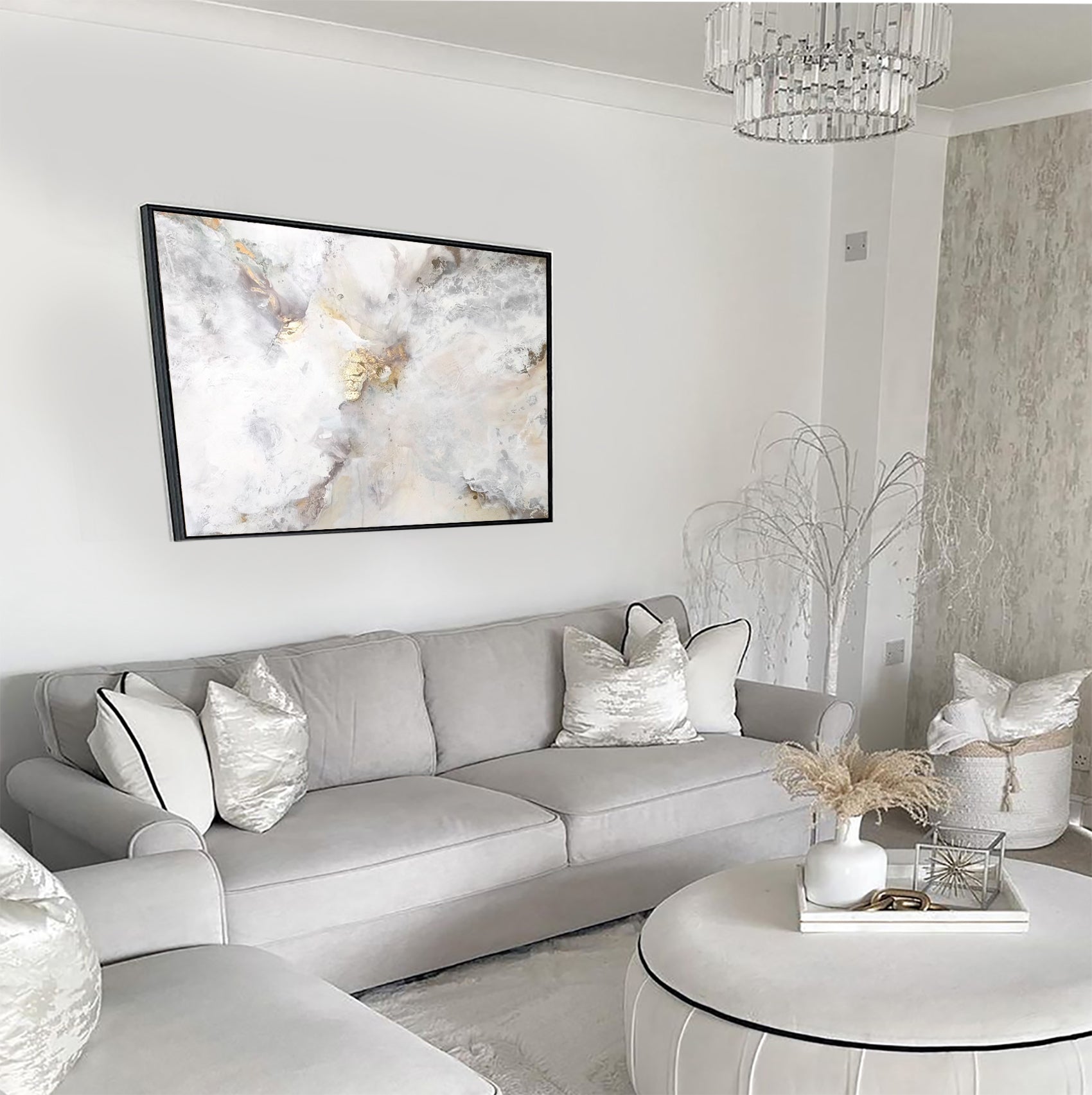 Golden Lily - Texturált, modern, absztrakt akril festmény (100x80cm) - MARBLE COLLECTION