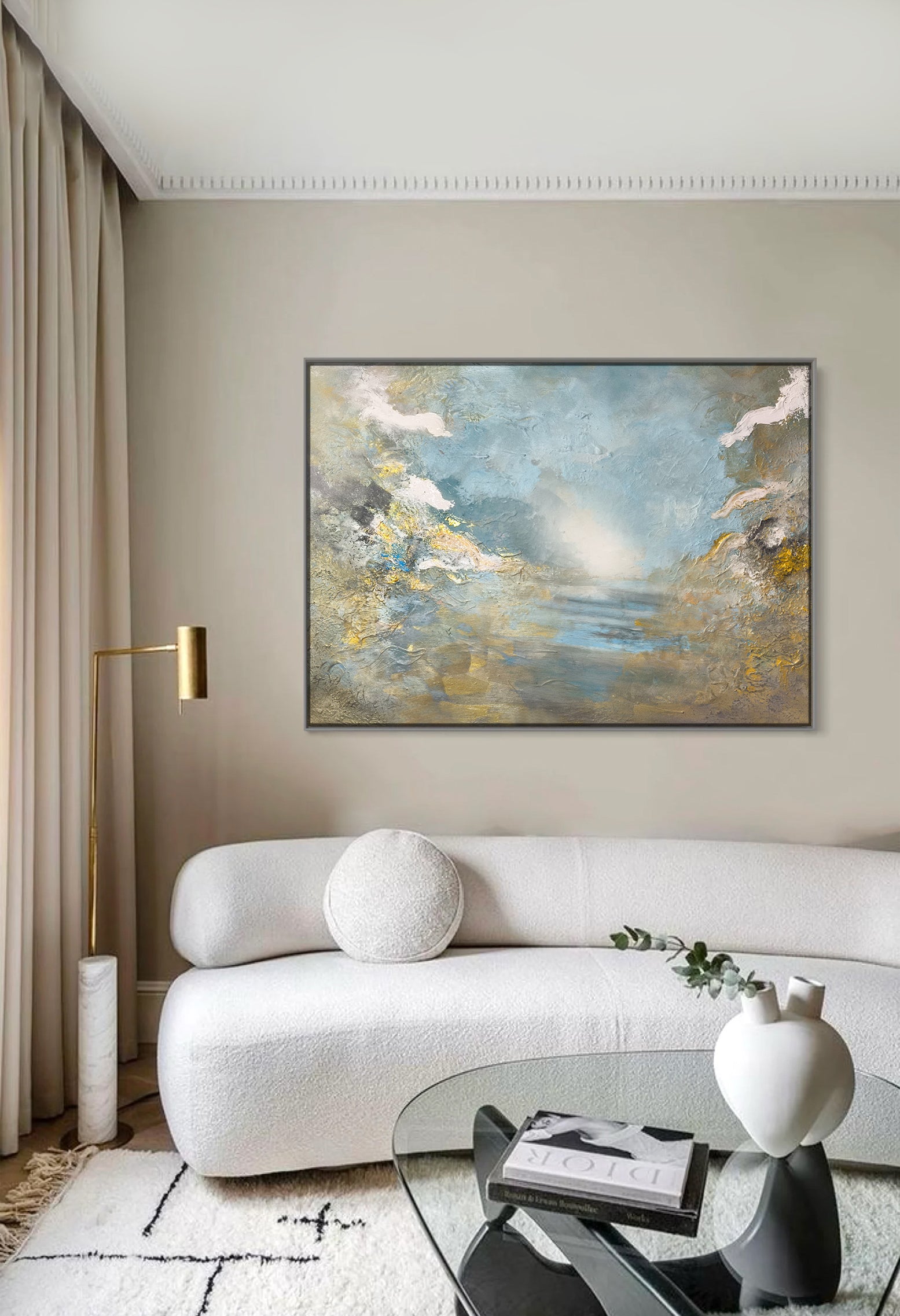Crystal Lake - Texturált, modern, absztrakt akril festmény (100x80cm)
