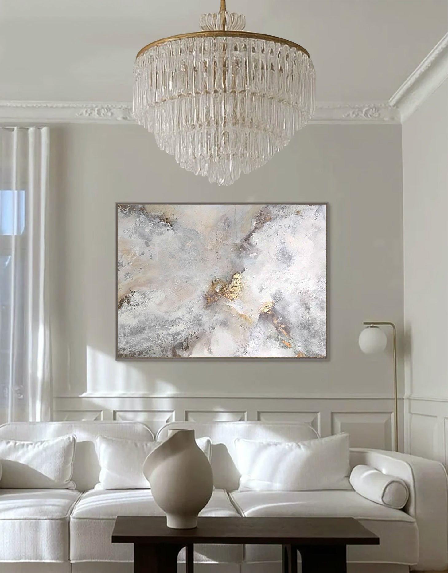 Golden Lily - Texturált, modern, absztrakt akril festmény (100x80cm) - MARBLE COLLECTION -