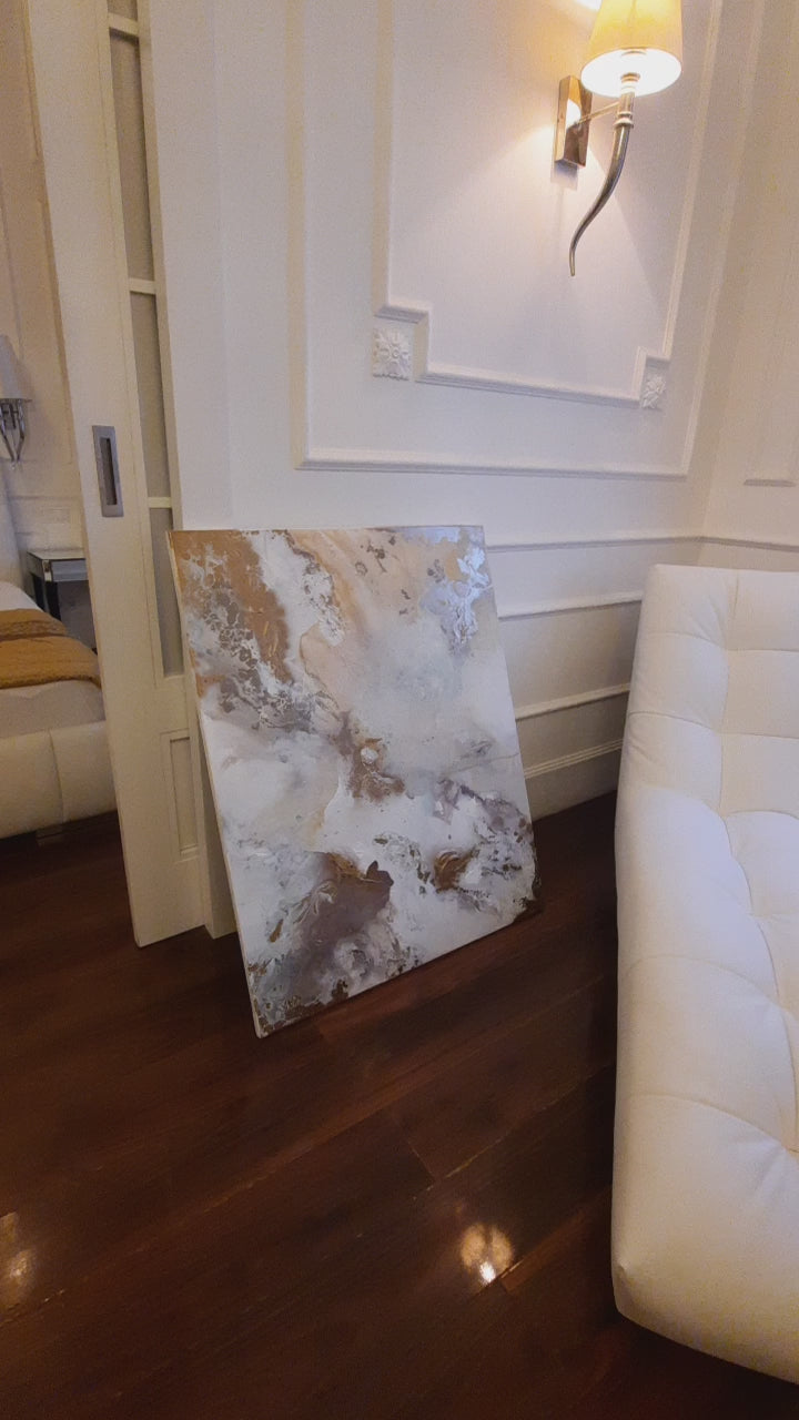 Golden Lana - Texturált, modern, absztrakt akril festmény (100x80cm) - MARBLE COLLECTION