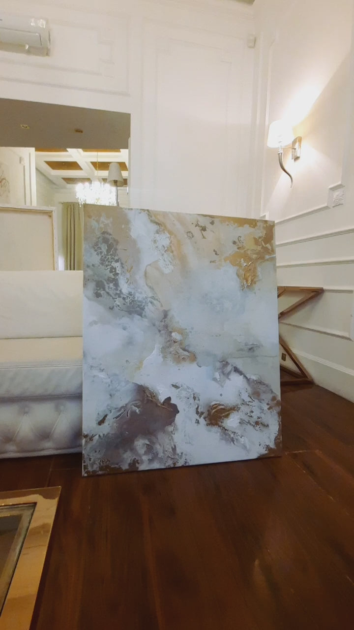 Golden Lana - Texturált, modern, absztrakt akril festmény (100x80cm) - MARBLE COLLECTION