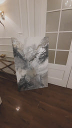 Silver Liliana - Texturált akril festmény sok ezüst részlettel (130x80cm) - MARBLE COLLECTION