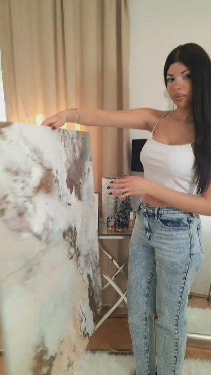 Golden Lana - Texturált, modern, absztrakt akril festmény (100x80cm) - MARBLE COLLECTION