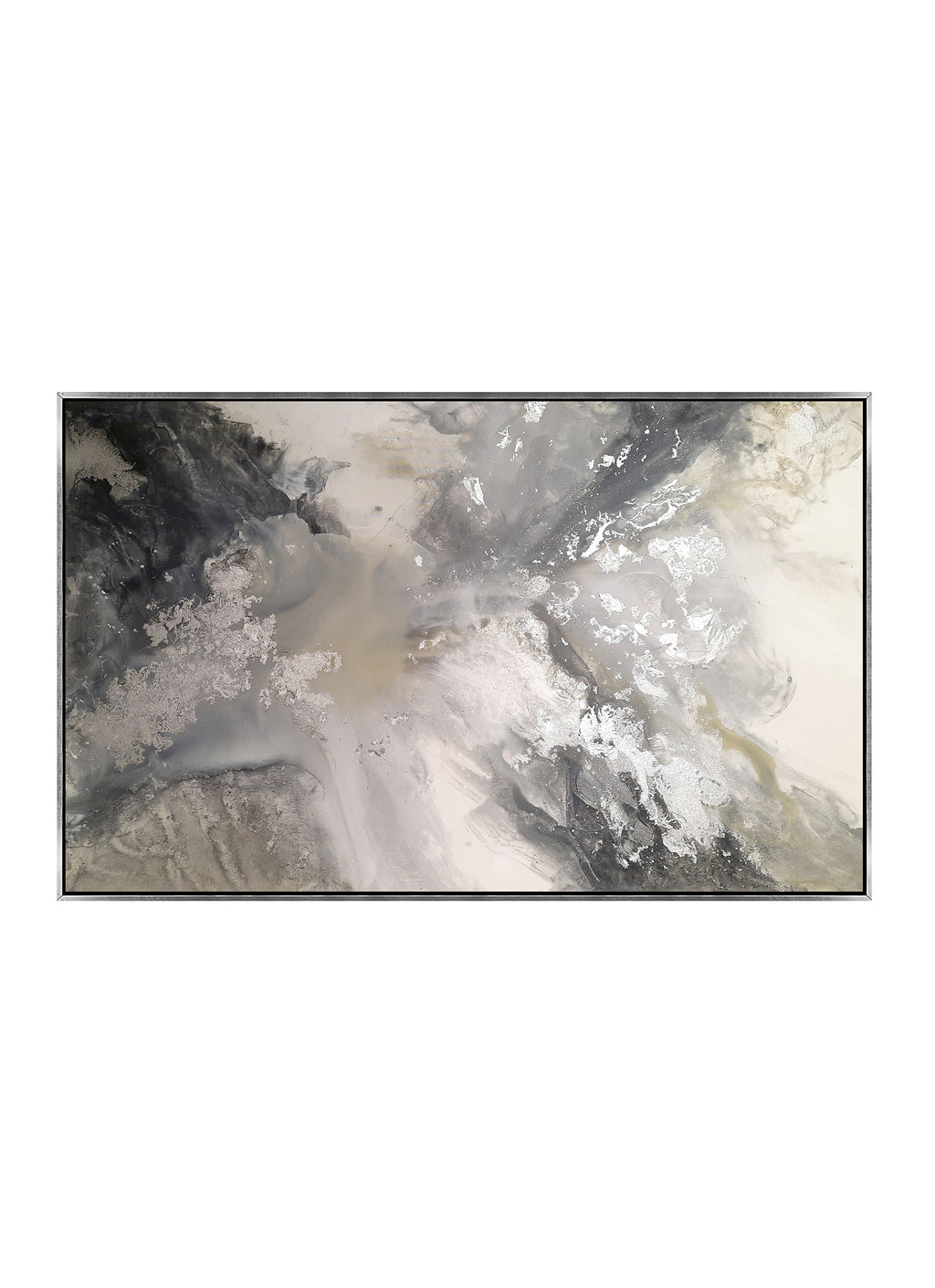 Silver Liliana - Texturált akril festmény sok ezüst részlettel (130x80cm) - MARBLE COLLECTION