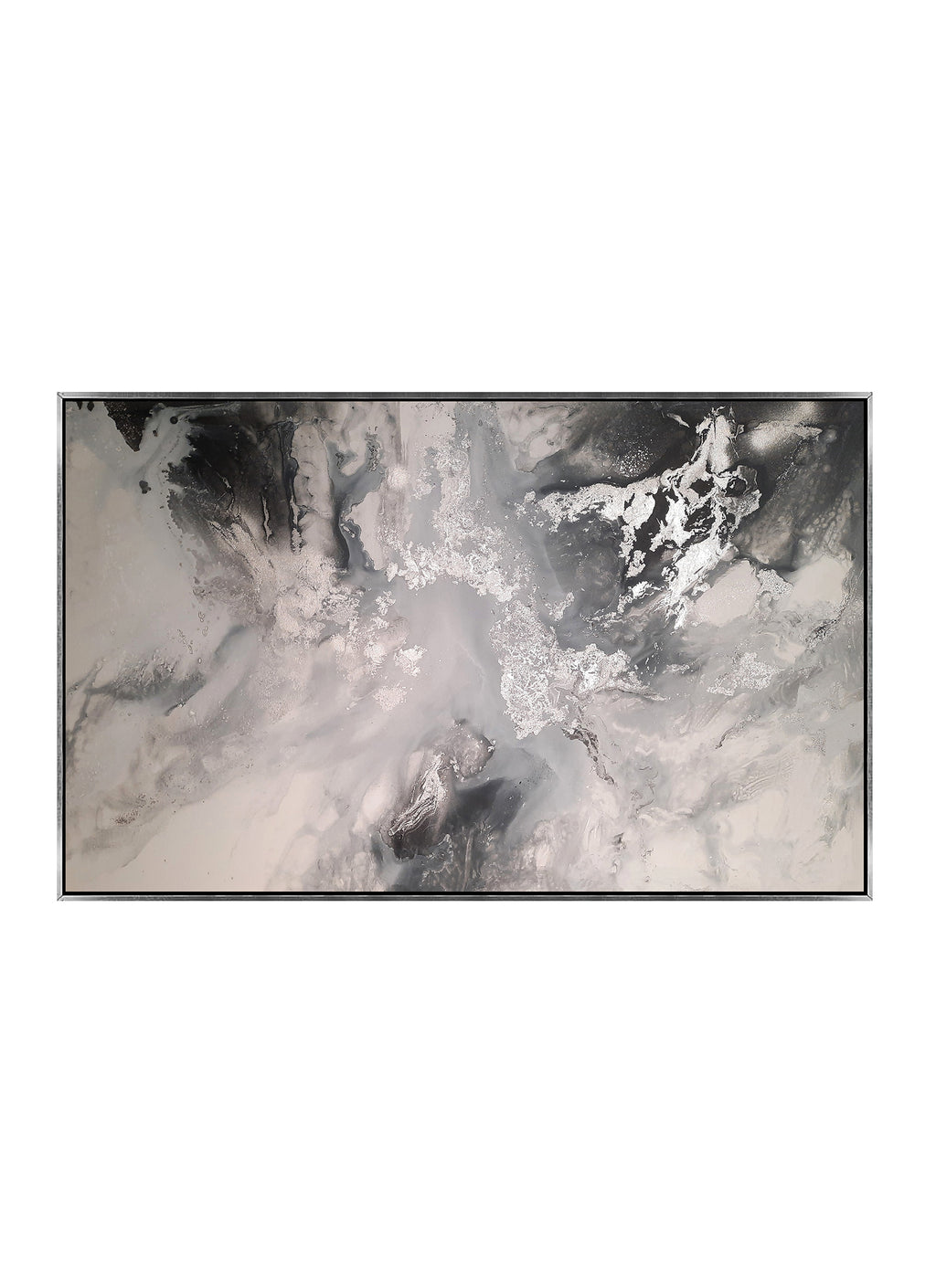 Silver Amaryllis - Texturált akril festmény sok ezüst részlettel (130x80cm) - MARBLE COLLECTION